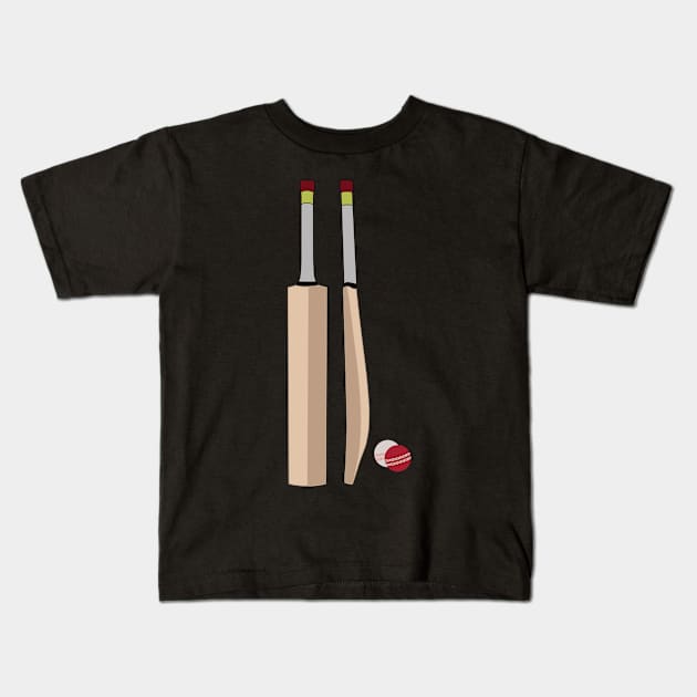 Cricket Bat Ball Clipart Stickers Kids T-Shirt by VectorPB